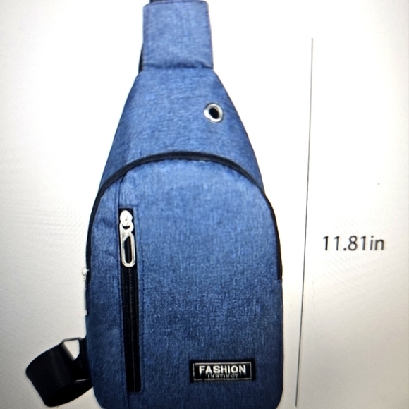 NEW Viadha Crossbody Bag w USB Hole in Oxford Cloth Blue - Picture 4 of 6